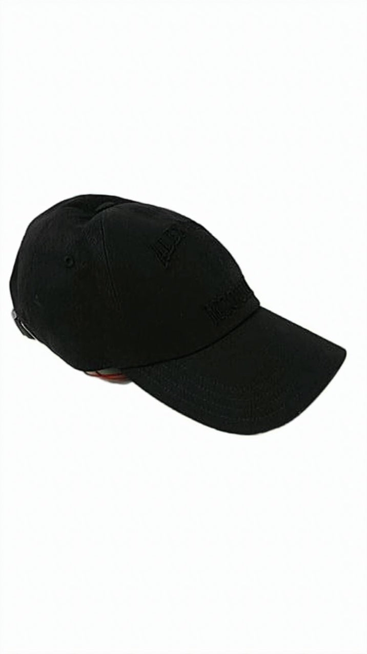 Structured Black Cap with Curved Brim