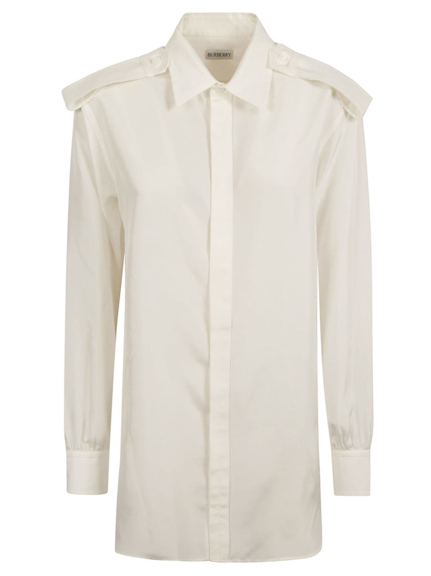 Button-Down White Mulberry Silk Shirt