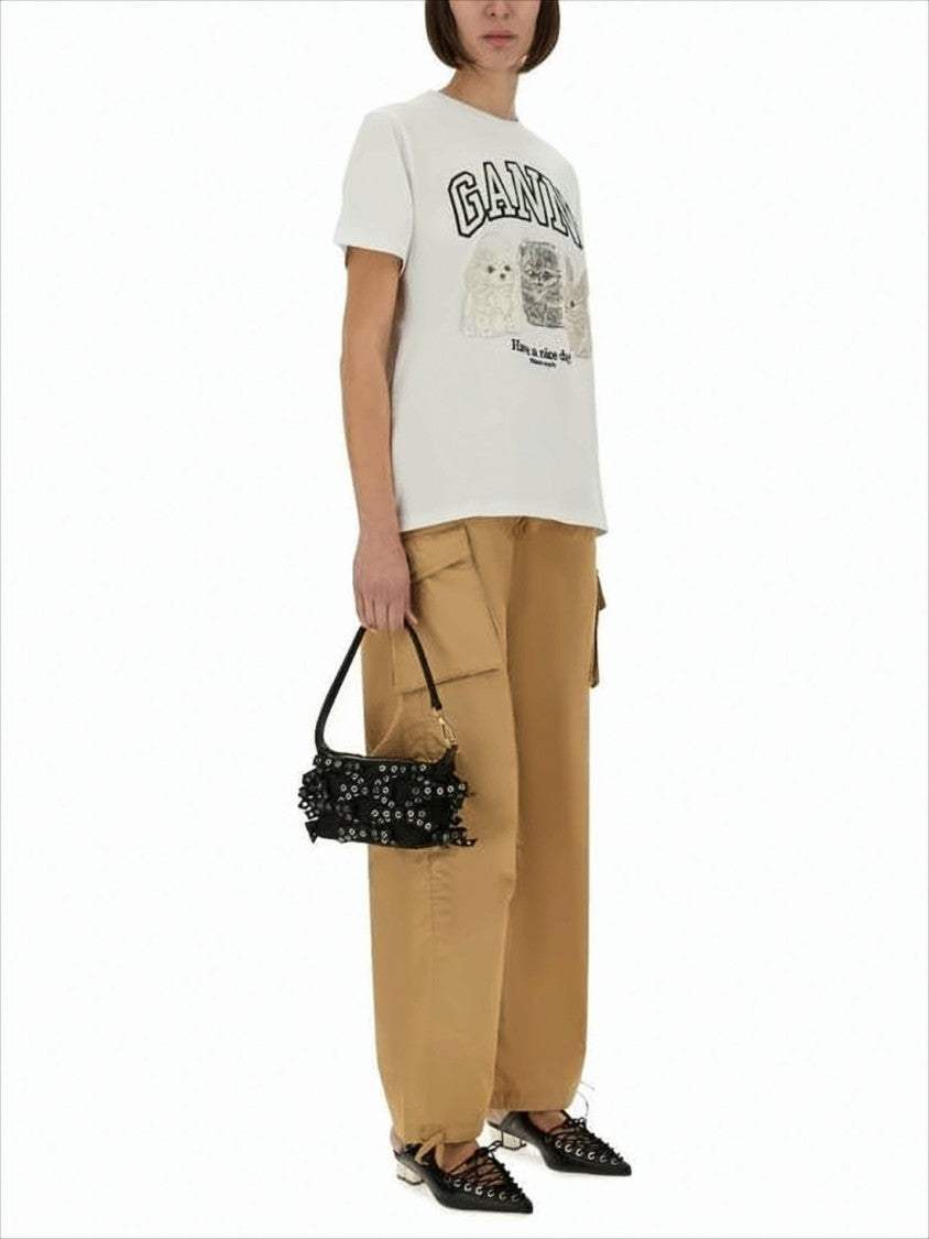 Short-Sleeved Crew Neck T-Shirt with Playful Animal Print