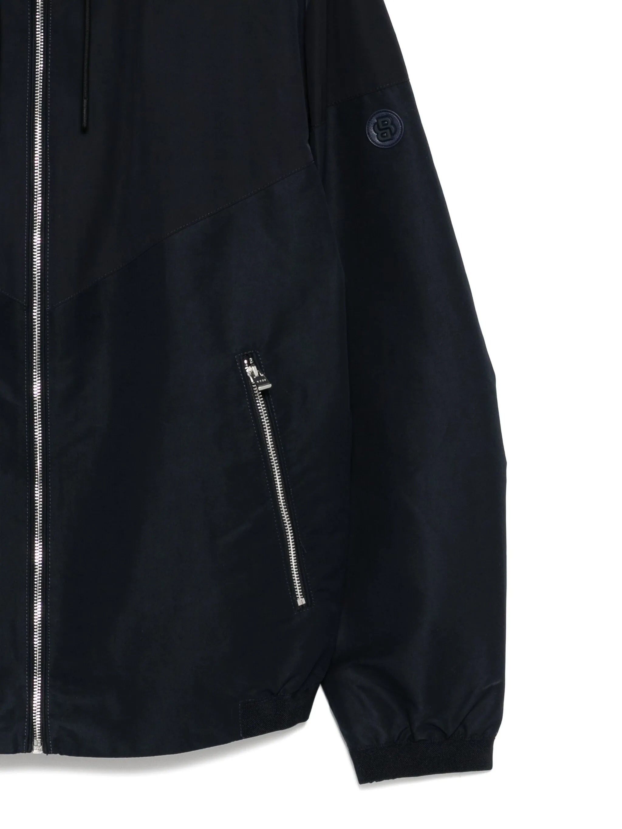 Black H Cireno Sleek Zippered Hooded Jacket