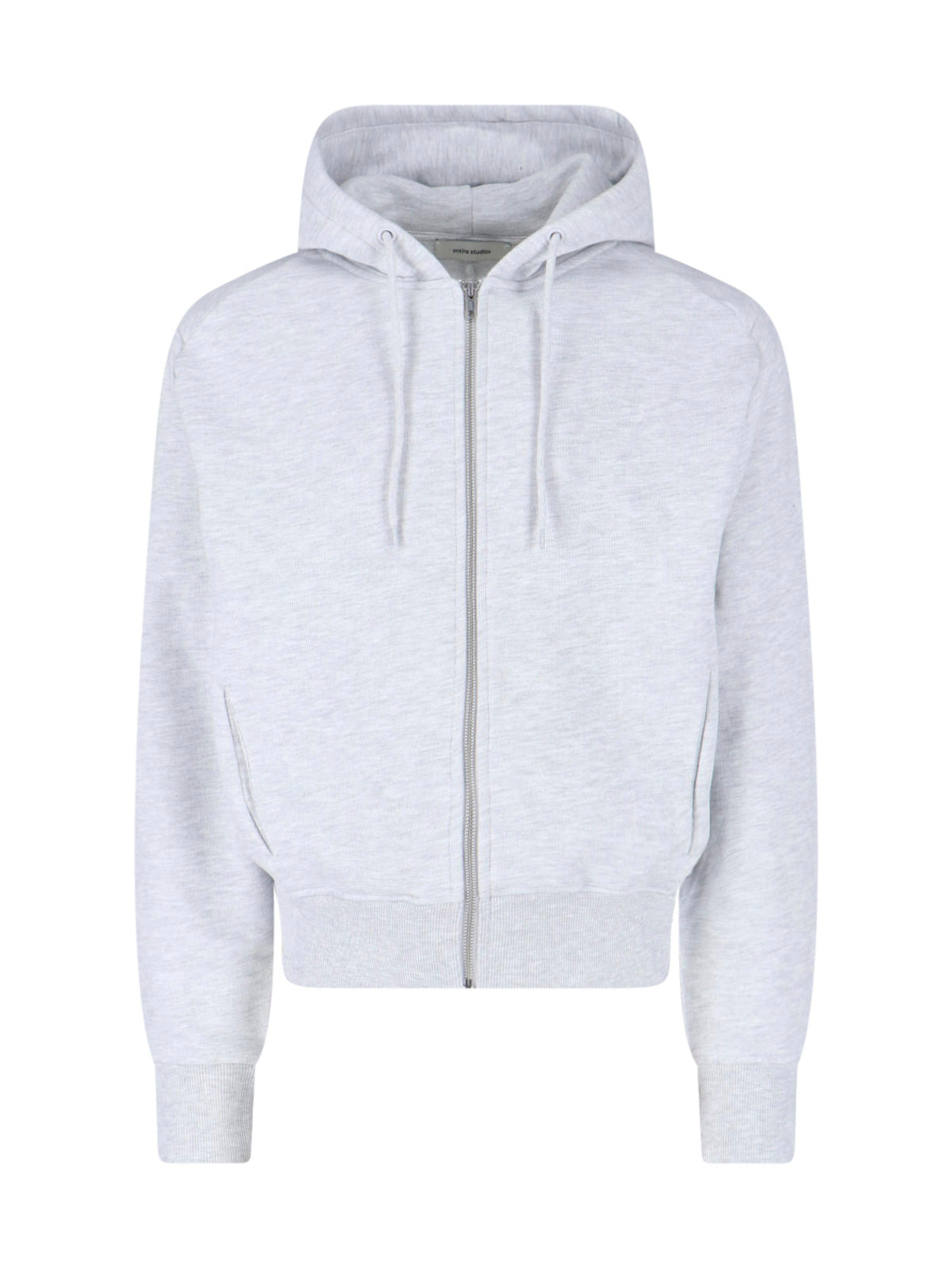 Grey Cotton Zip-Up Drawstring Hoodie