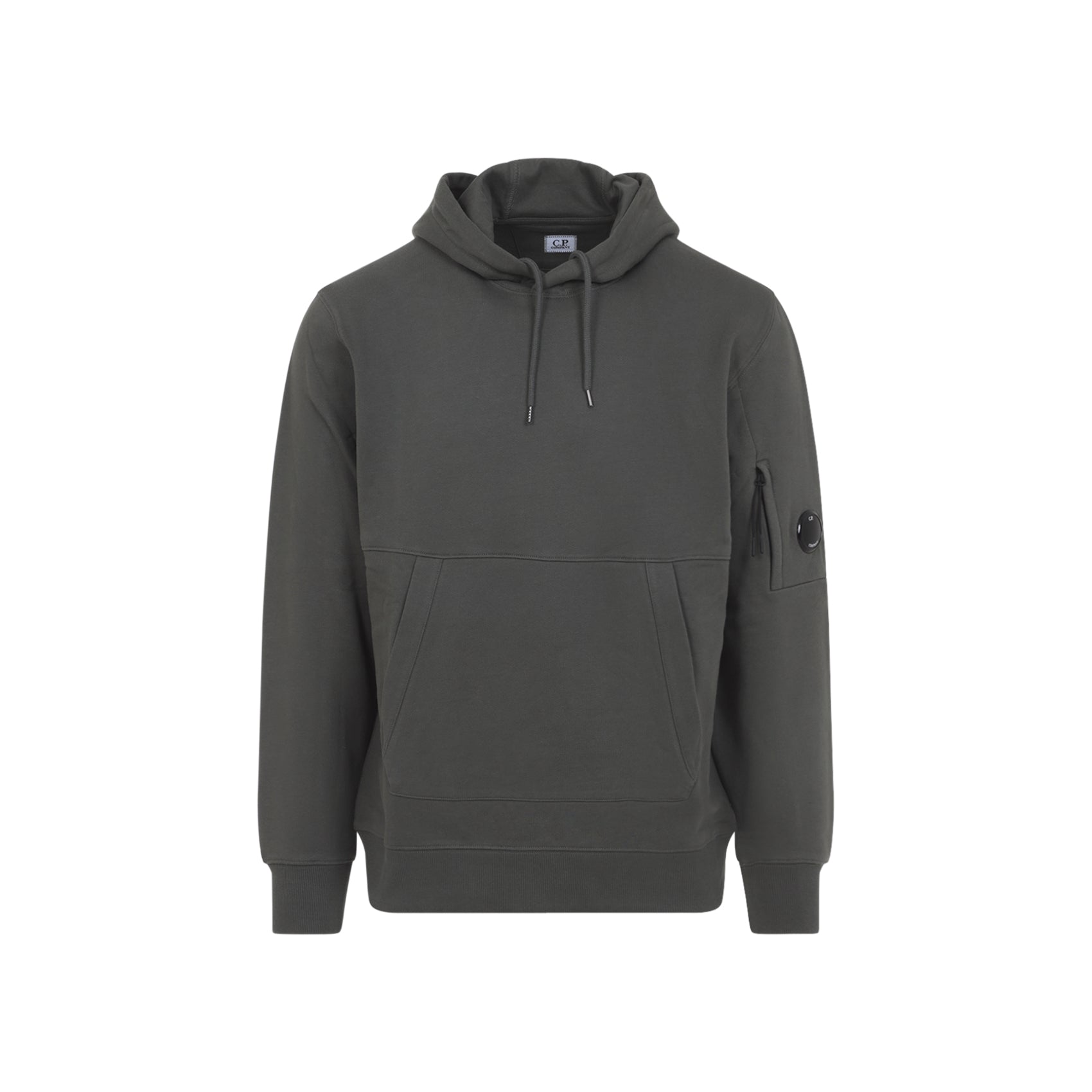 Casual Grey Cotton Hoodie With Functional Design