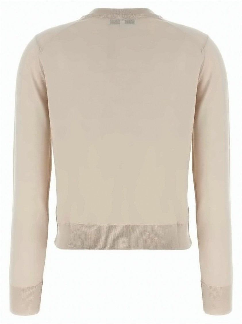 Fine-Knit Cardigan With Button-Down Front And Embroidered Fox Emblem