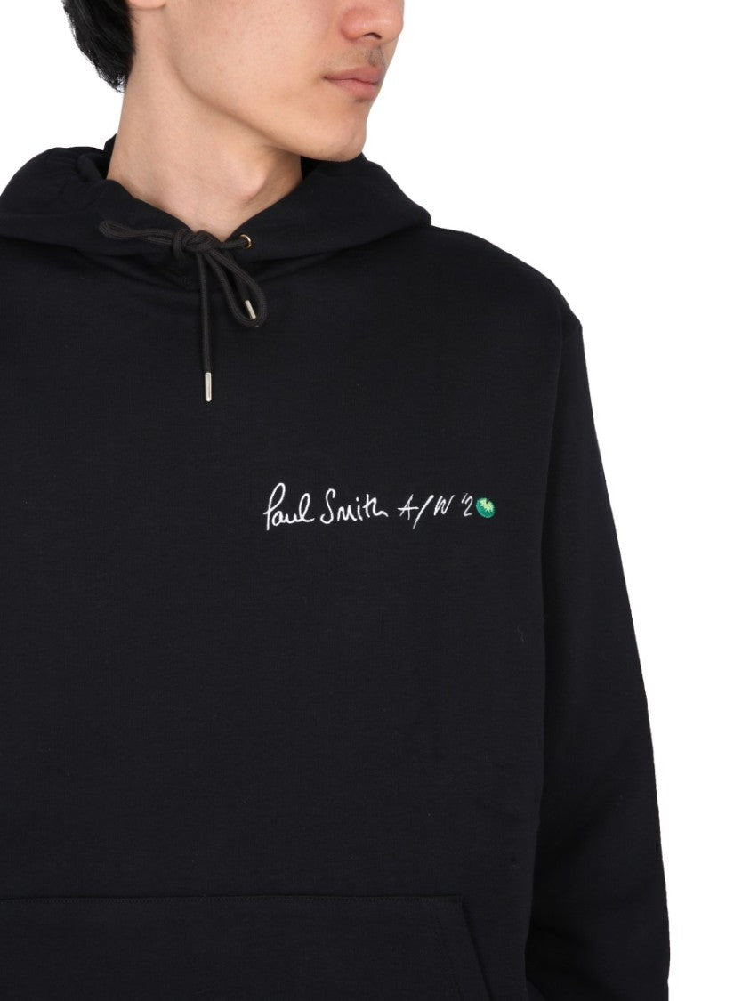 Black Hooded Sweatshirt With Graphic Accents