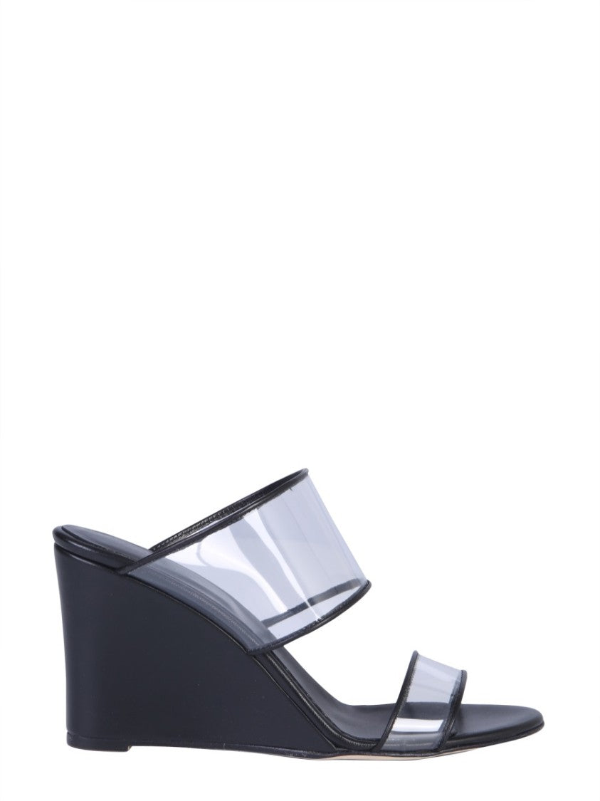 Open-Toe Wedge Sandals With Transparent Plexi Straps