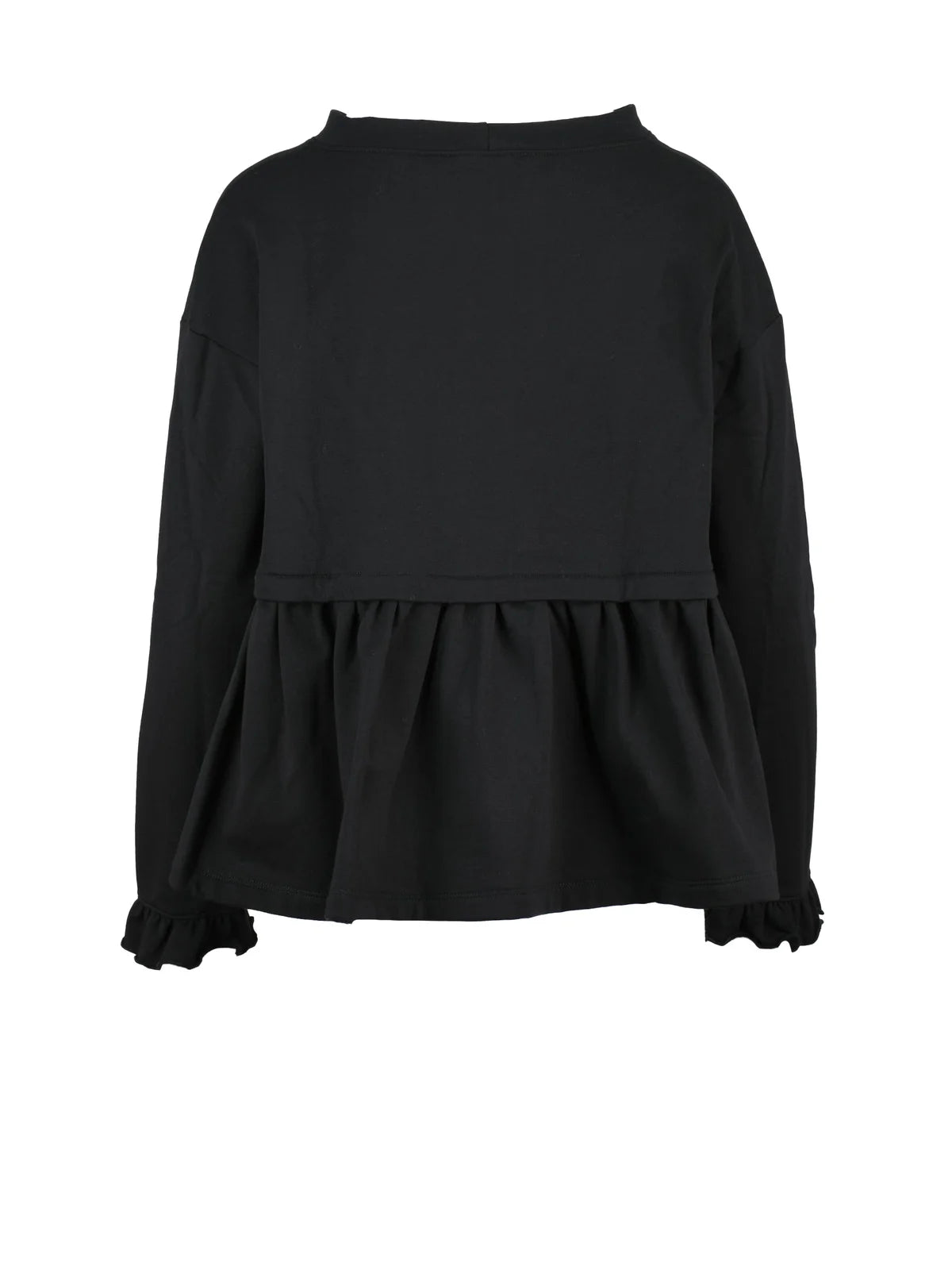 Black Cotton Elastane Women's Cropped Sweatshirt
