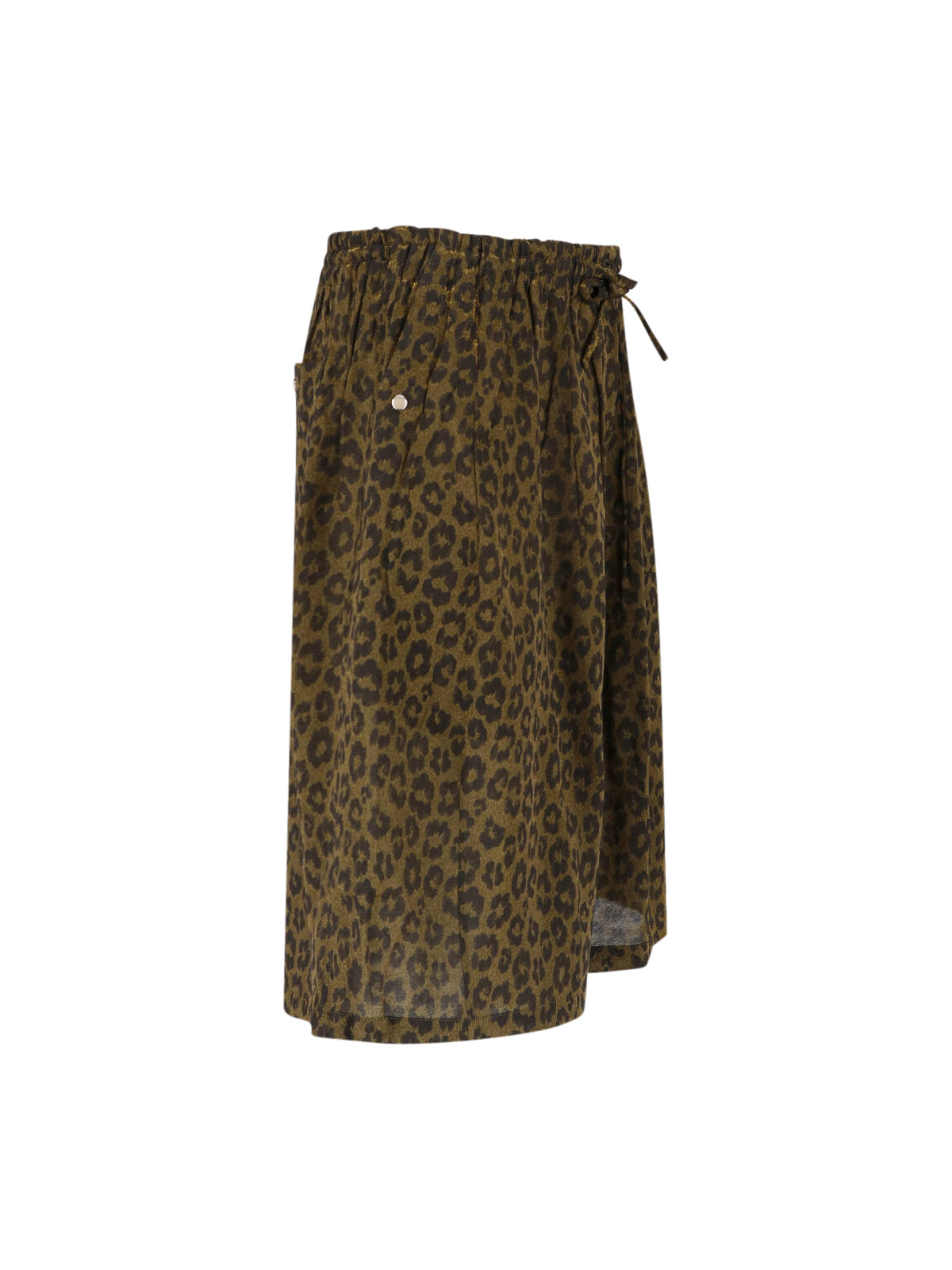 Brown Animal Print Drawstring Cotton Shorts