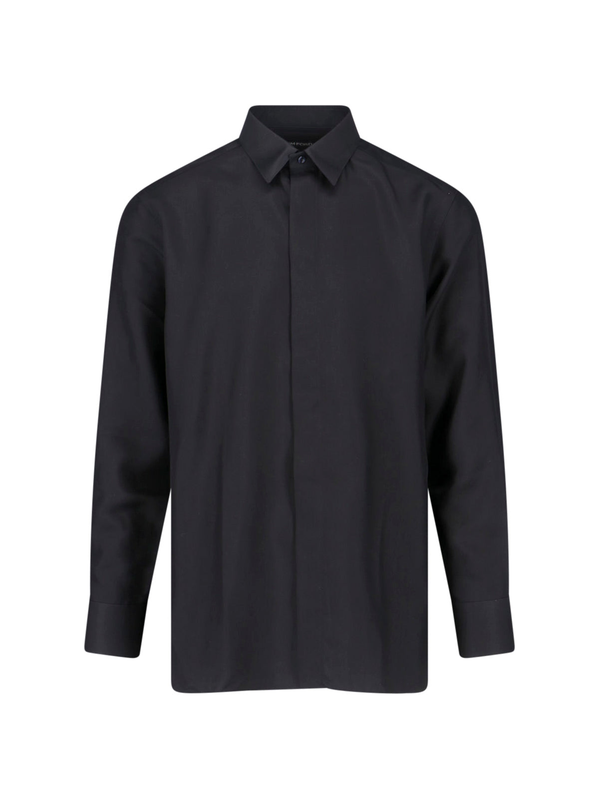 Black Classic Collar Silk Blend Shirt