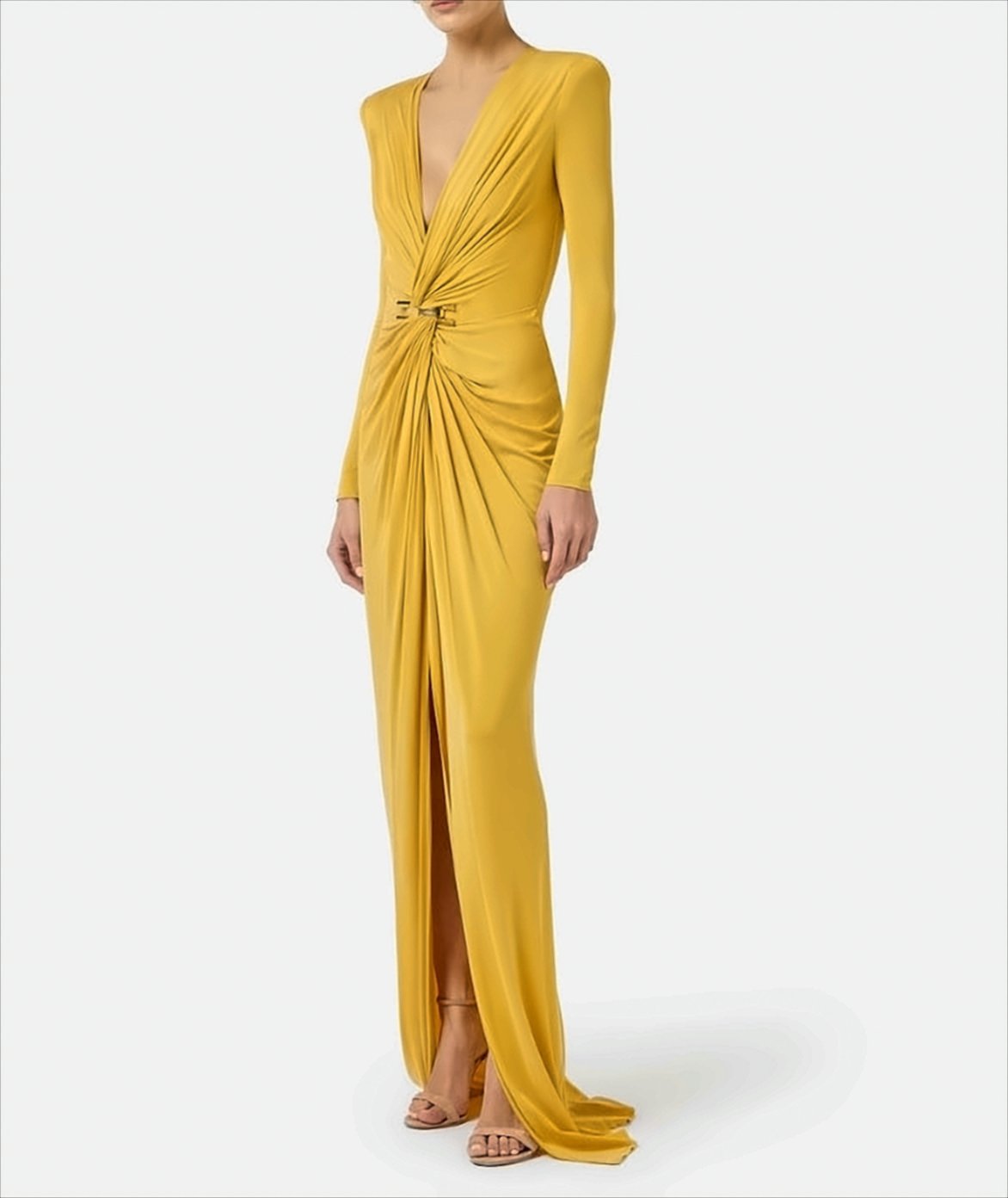 Red Carpet Dress In Cupro Jersey With Jewel Logo
