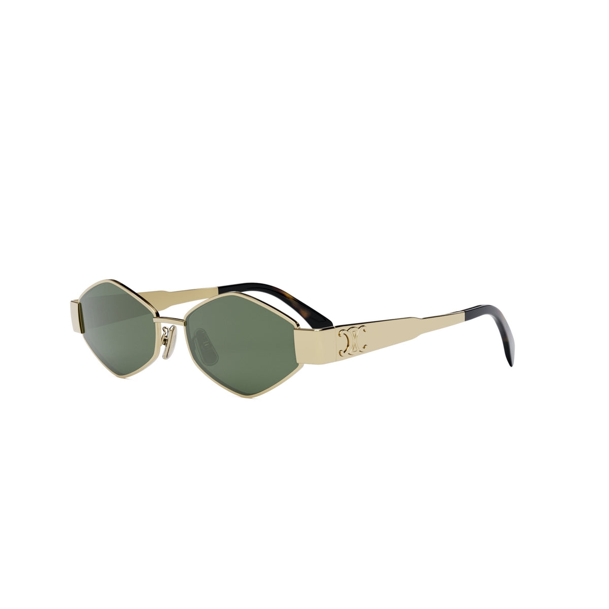 Hexagonal Geometric Sunglasses with Polished Gold Frame