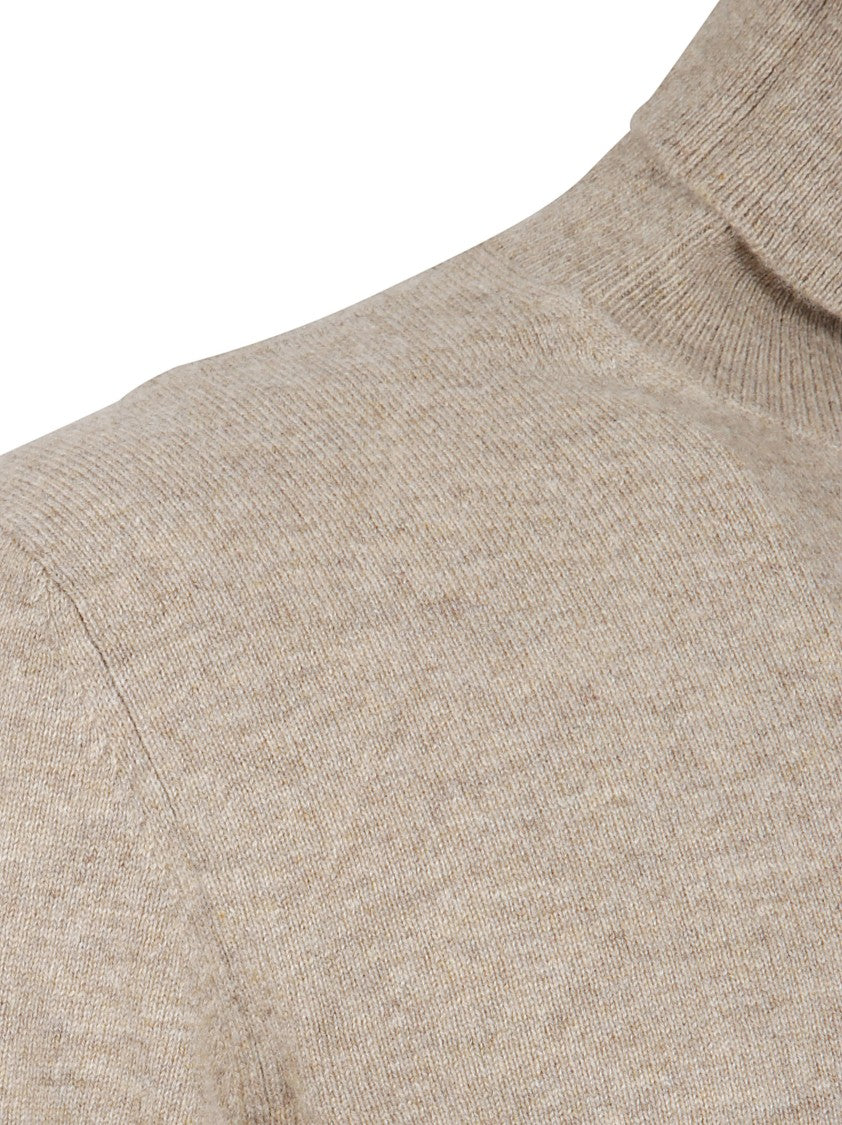 Soft Beige Wool Sweater With Fine Knit Texture