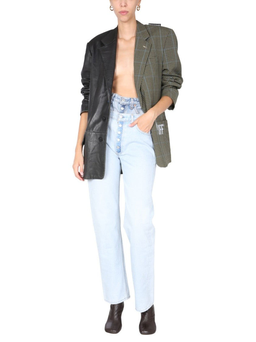 Double-Waisted Light Wash Denim Jeans