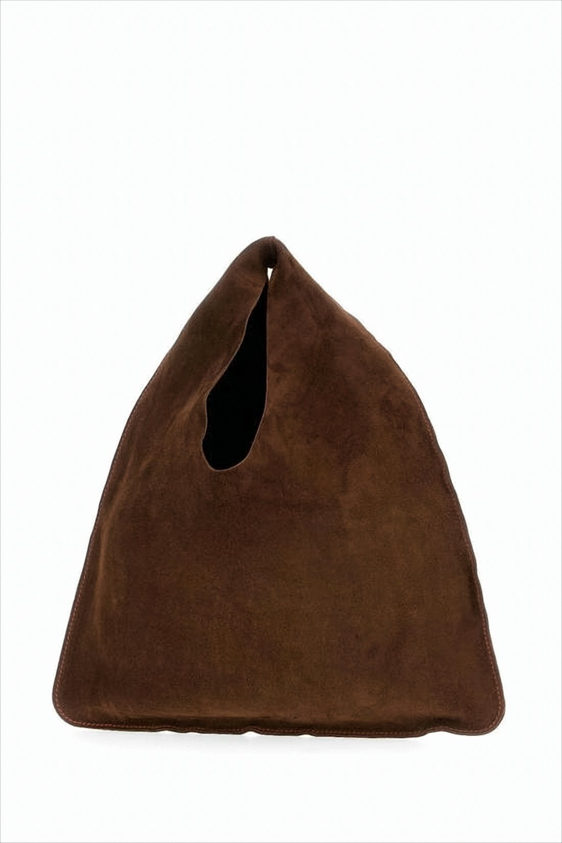 Soft Triangular-Shaped Tote Bag In Rich Brown Calf Leather