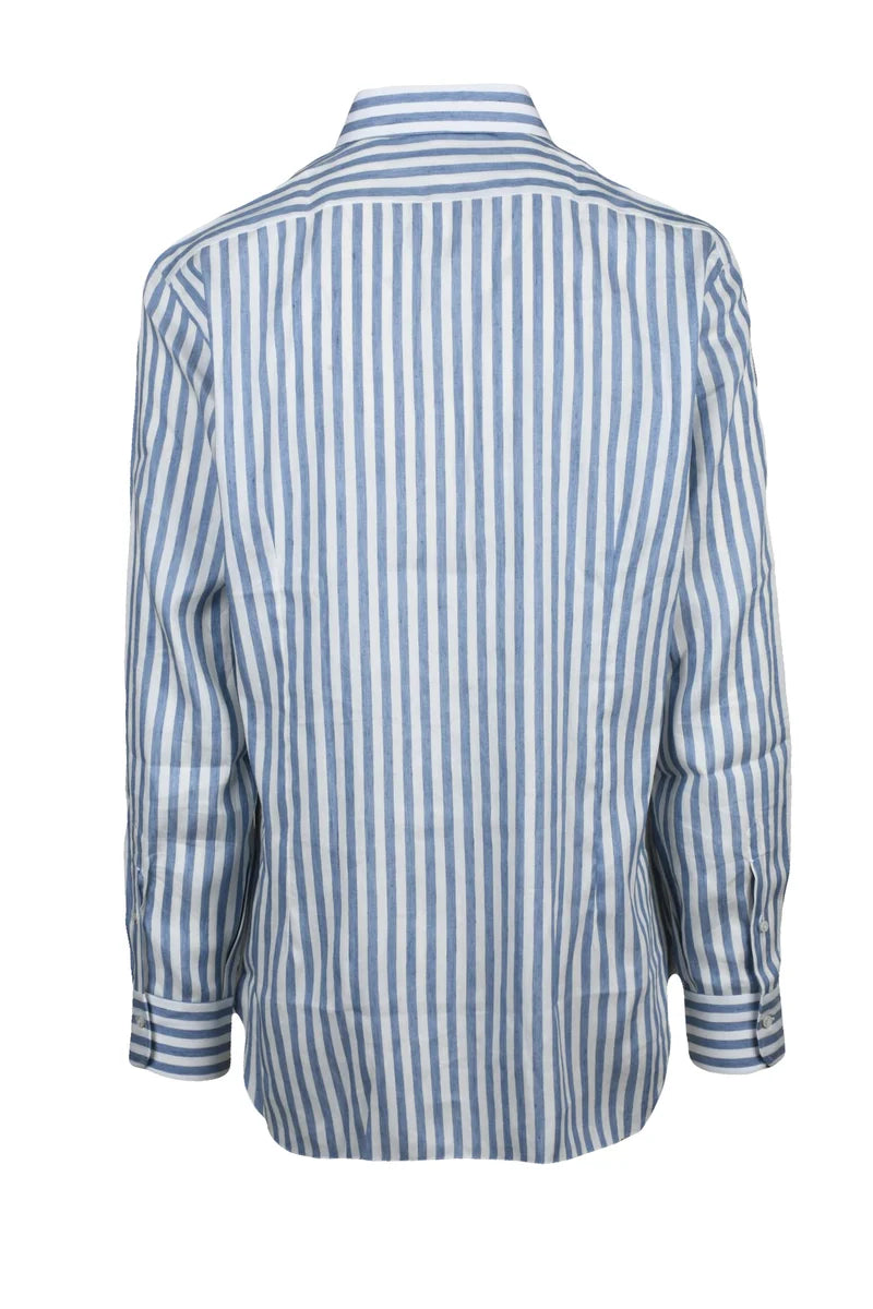 Linen Lyocell Shirt - White/Blue