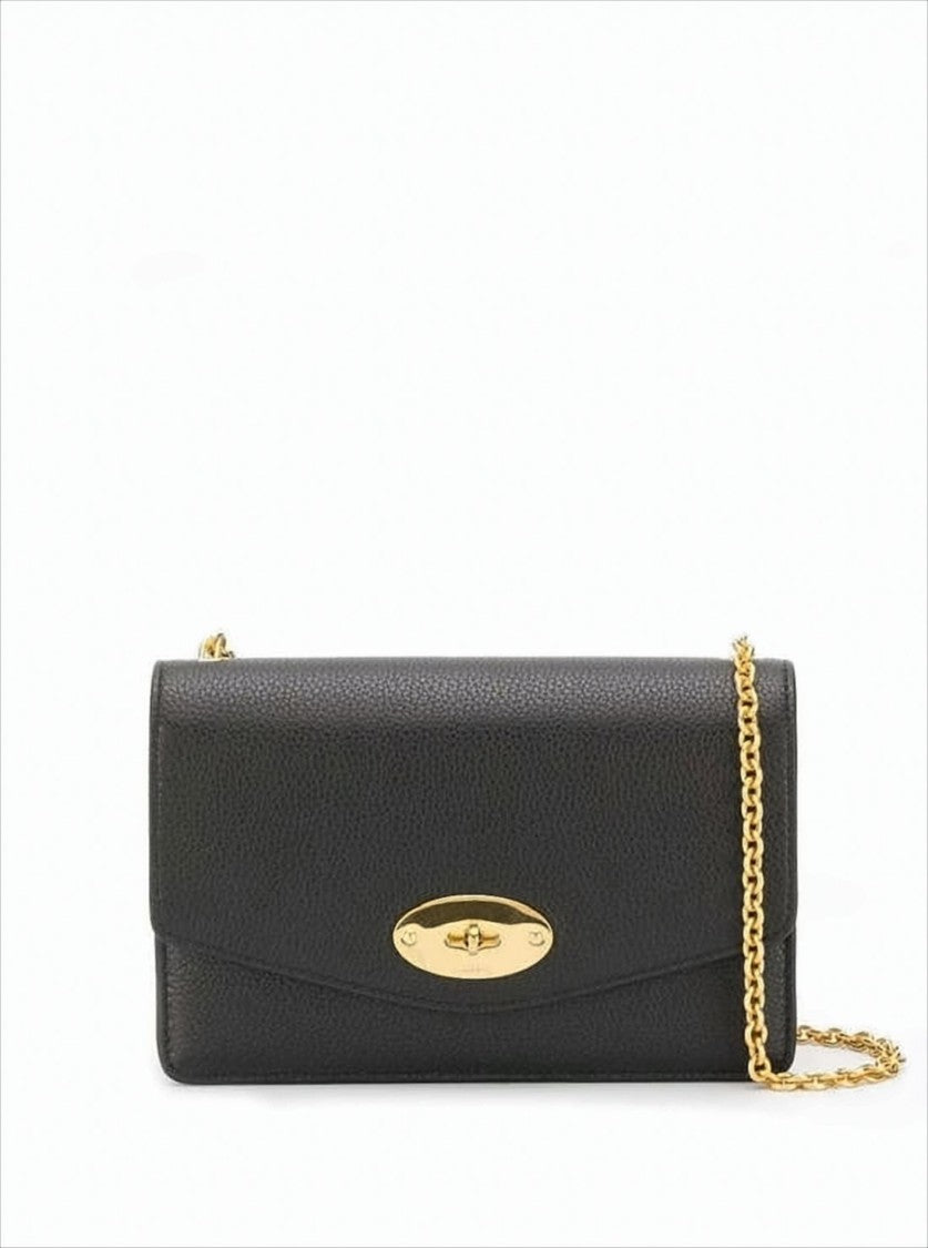 Textured Leather Mini Shoulder Bag with Gold-Tone Clasp