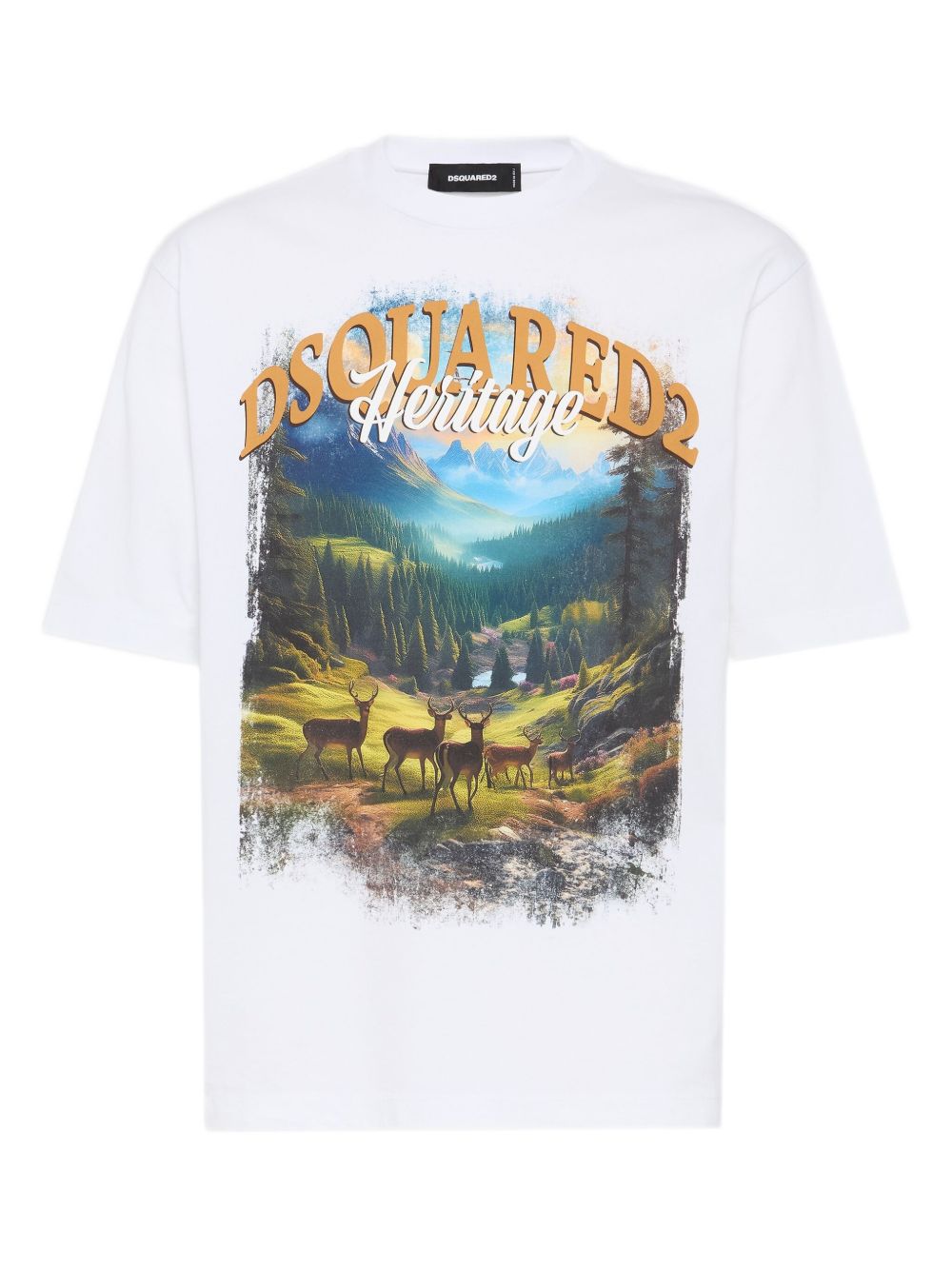 White Graphic Print Short-Sleeve Crew Neck T-Shirt