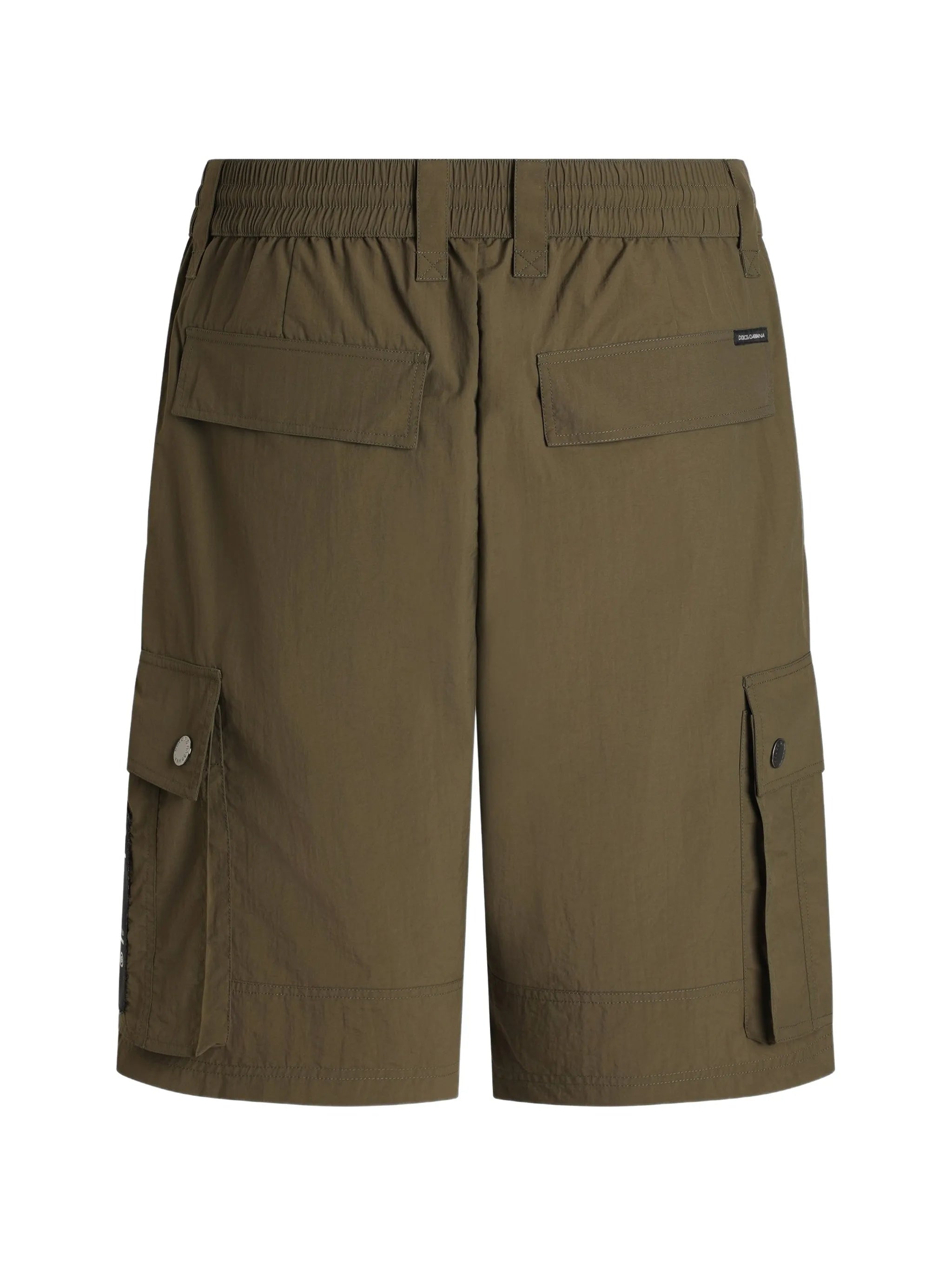 Mid-Length Black Polyamide Cargo Utility Shorts