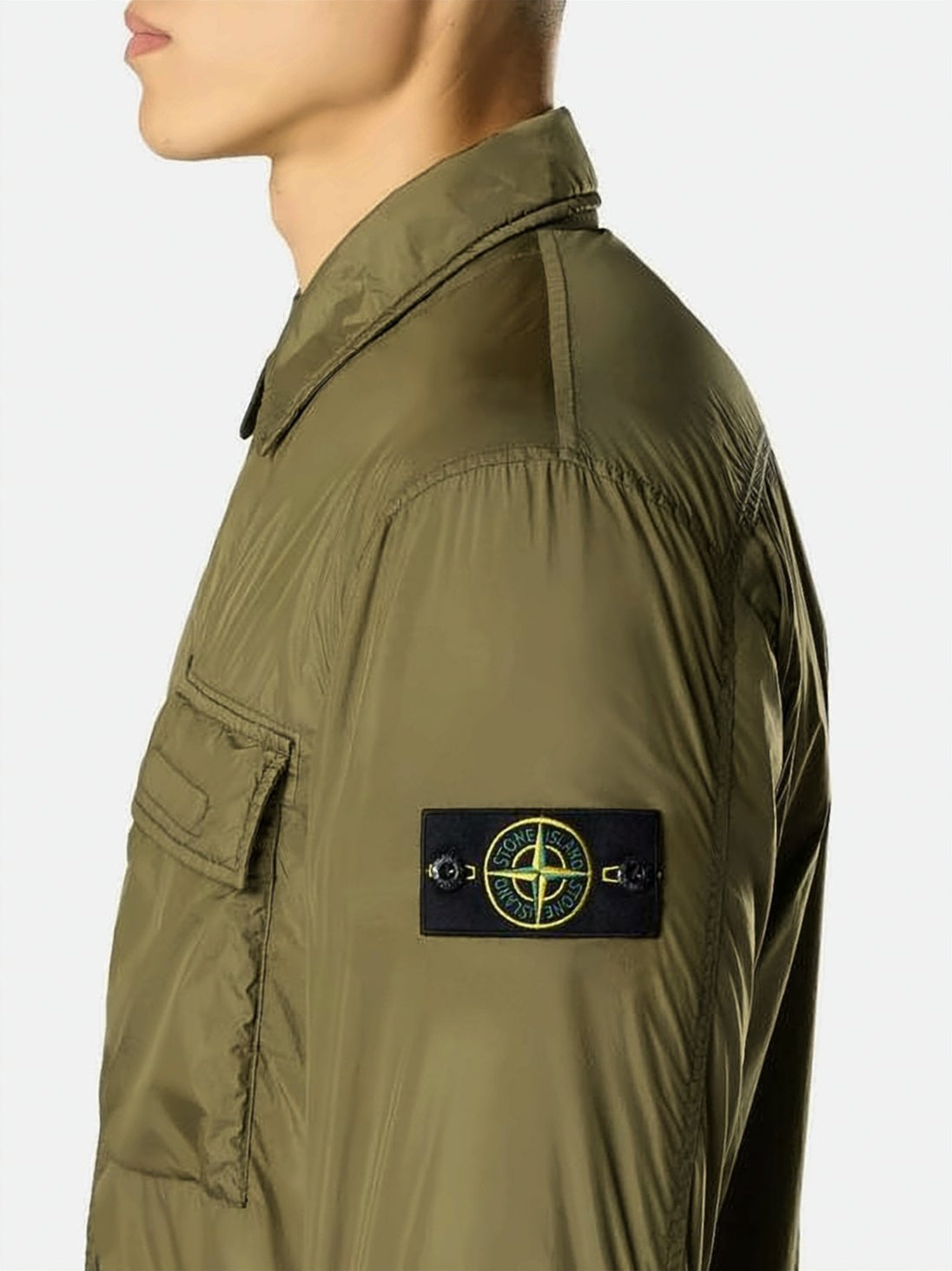 Crinkled Texture Padded Overshirt with Signature Patch