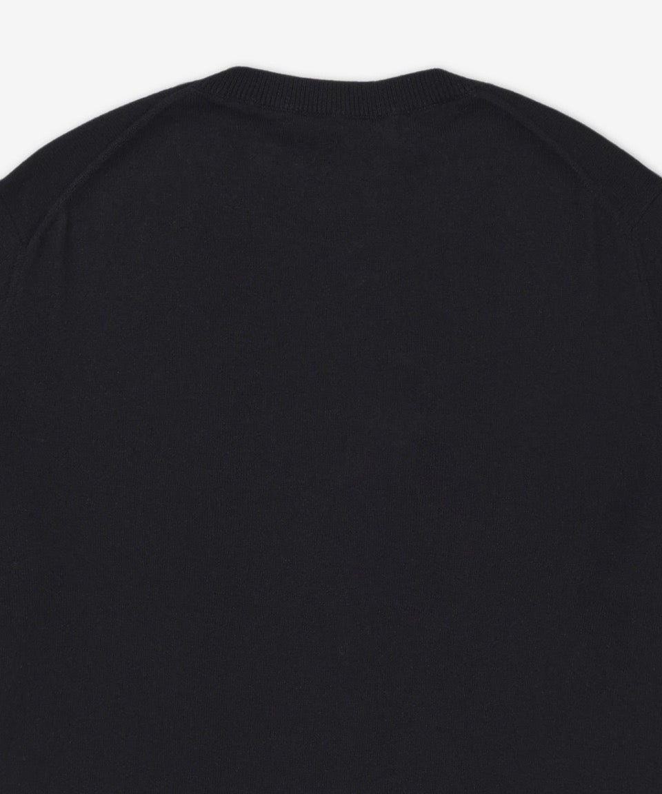 Short-Sleeved Black Sweater with Classic Crew Neck