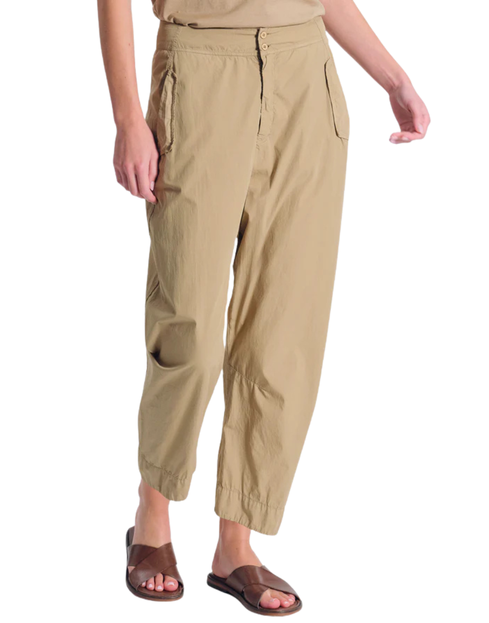 Women’s Baggy Pants In Cotton Poplin Nut