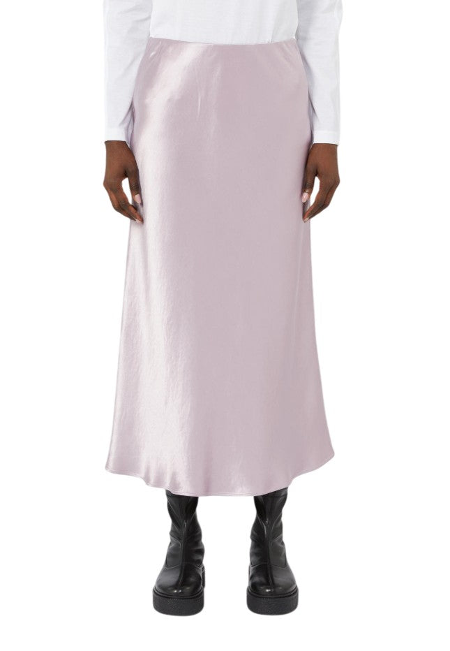 Satin Midi Skirt with Flared Hem