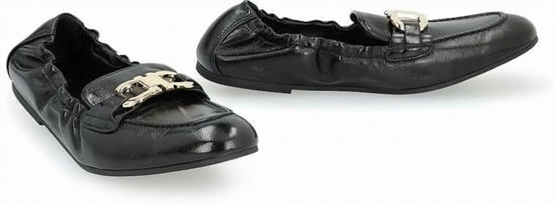 Gathered Napa Leather Flat Shoes