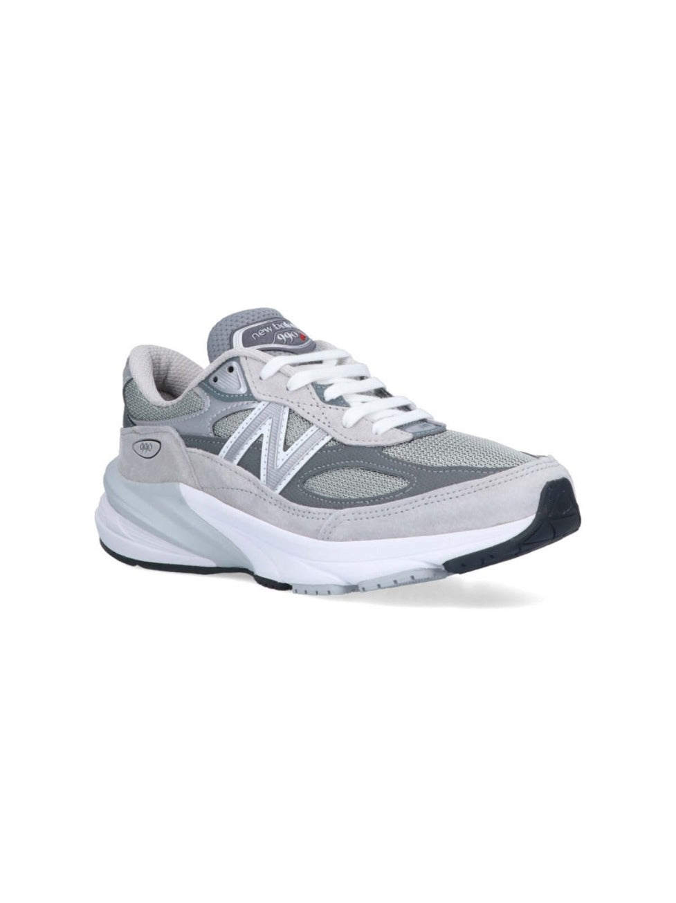 Tonal Grey Leather And Mesh Sneakers