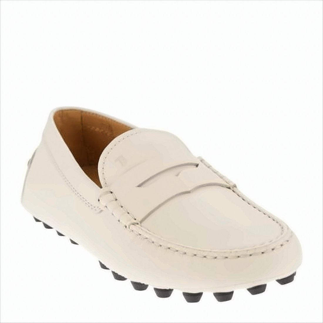 Leather Loafer with Penny Strap and Rubber-Studded Sole