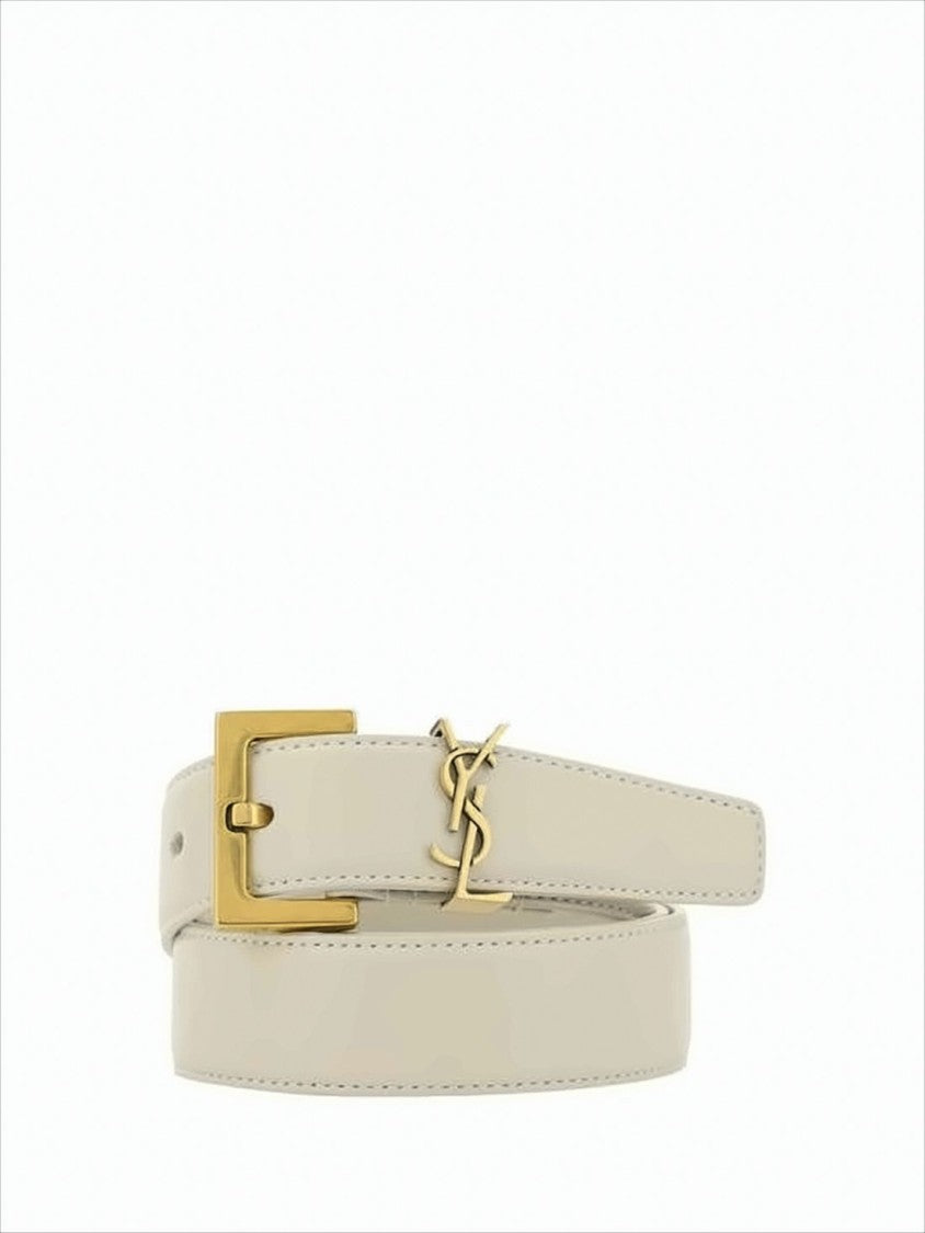 Minimalist Calf Leather Belt with Gold-tone Buckle