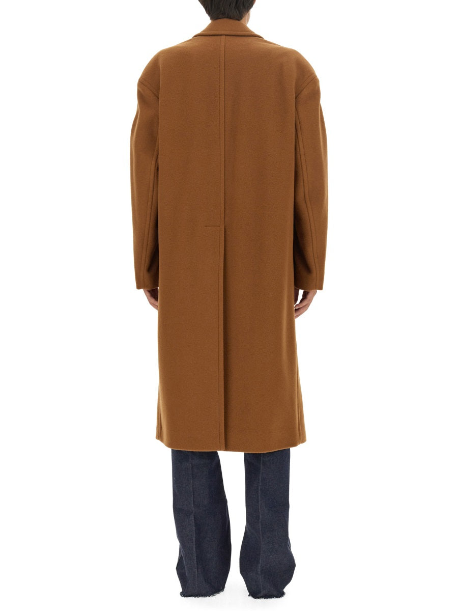 Double-Breasted Wool Coat with Tailored Silhouette
