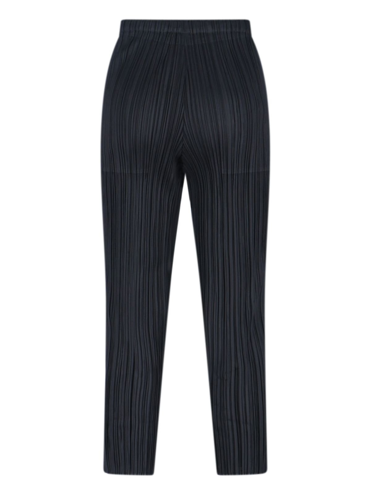Straight-Leg Pleated Pants with Cropped Length