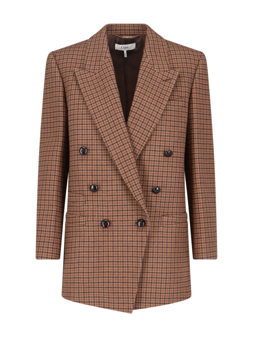 Tailored Double-Breasted Blazer – Brown