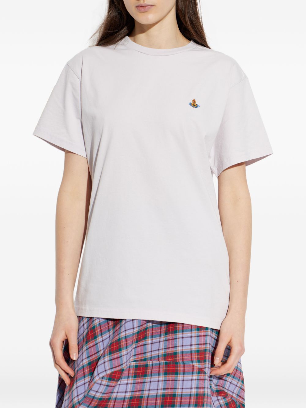 Embroidered Detail Round Neck Short Sleeve Top