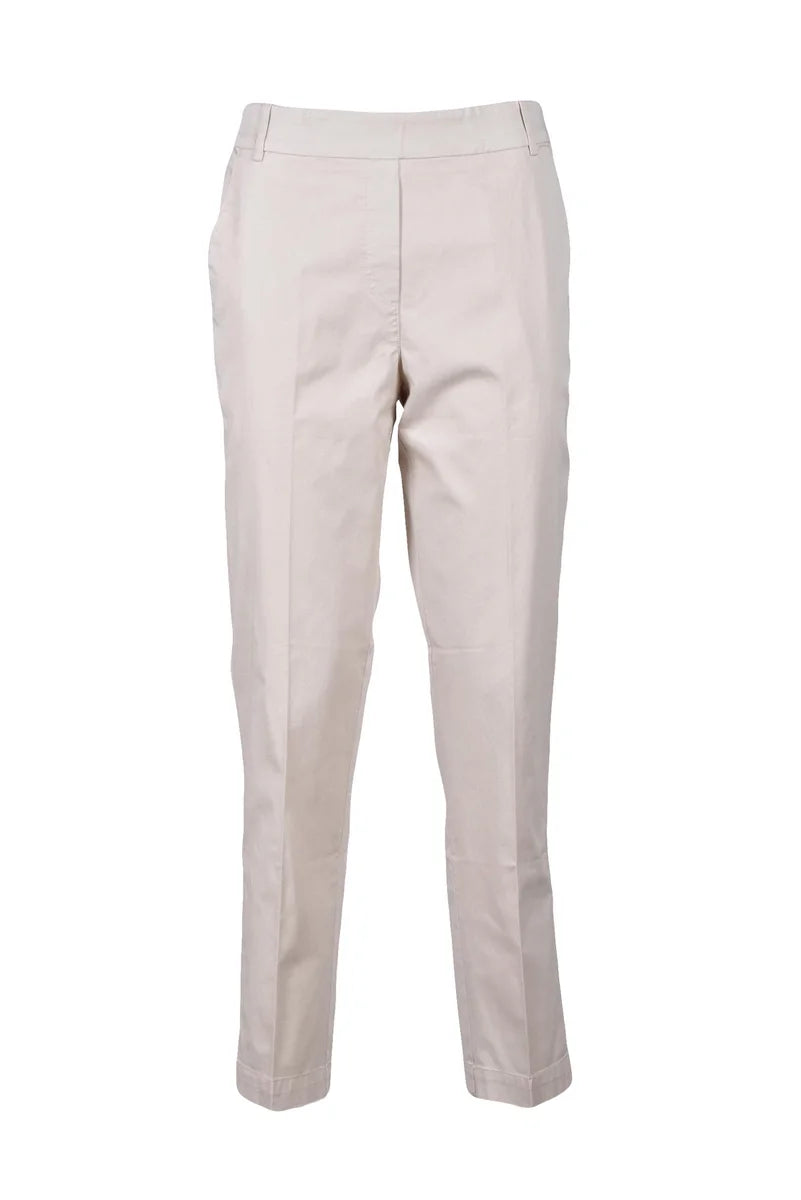 Beige Kiltie Trousers with Tailored Mid-Rise Fit