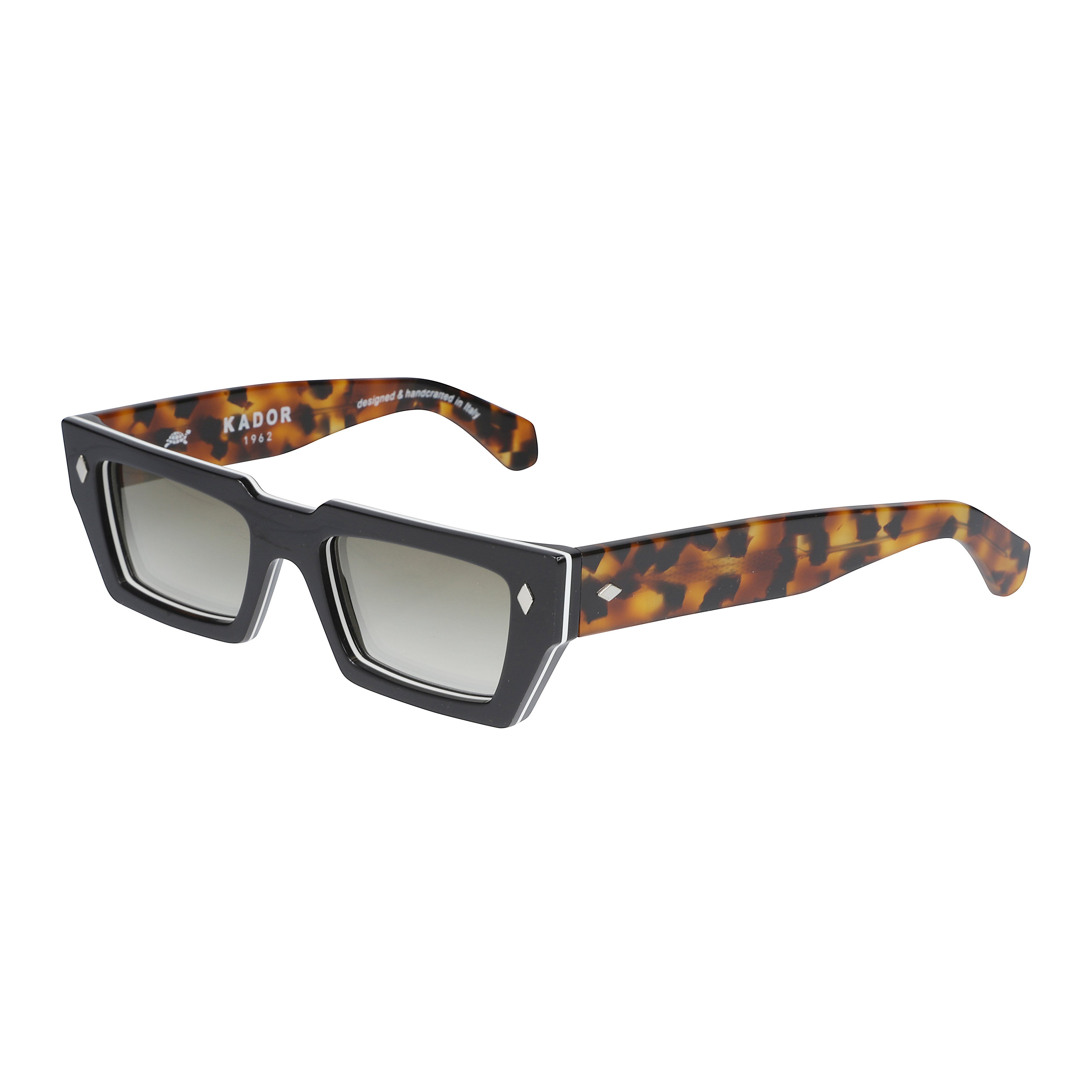 Disko Bold Rectangular Frame Sunglasses with Tortoiseshell Temples