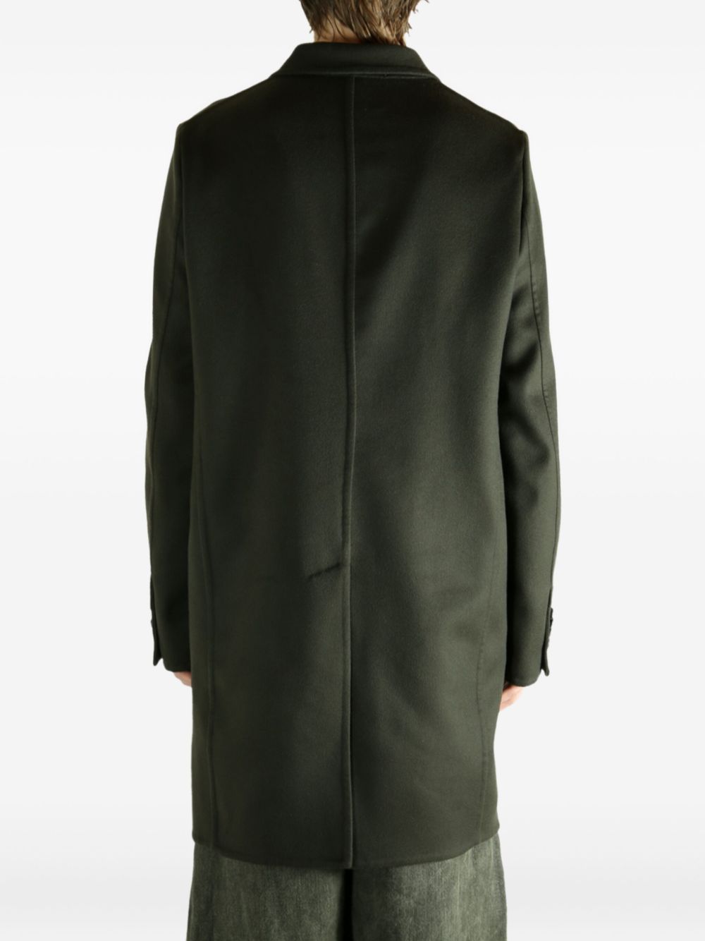 Button-Fastening Green Coat with Flap Pockets