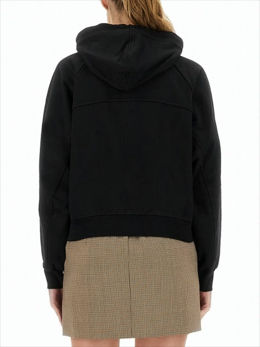 Cropped Black Hoodie with Zipper Closure