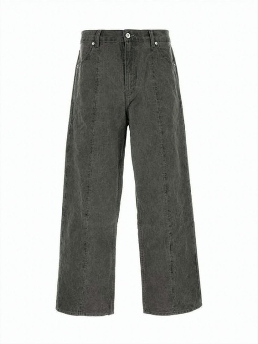Cropped High-Waist Wide-Leg Denim Pants