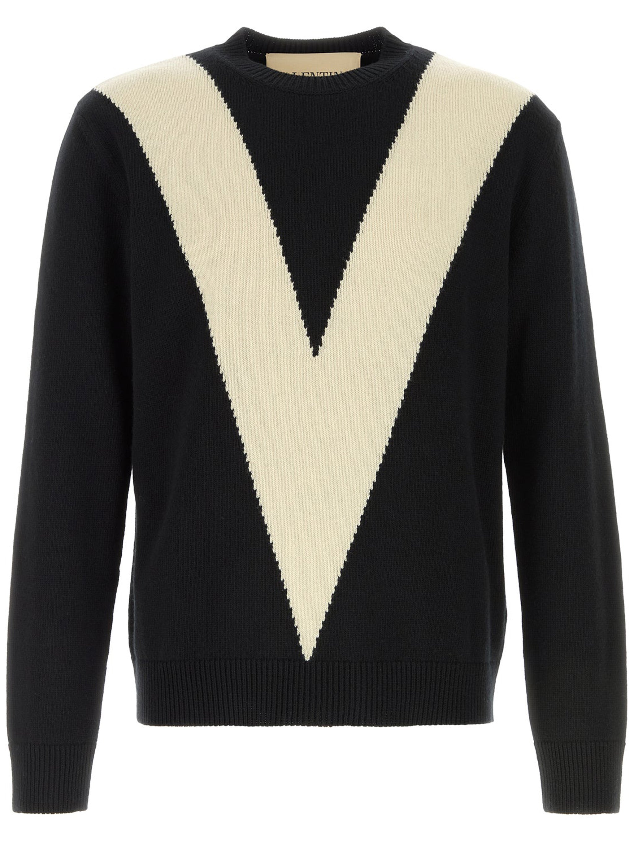 Knitted V-Shaped Pattern Pullover Sweater