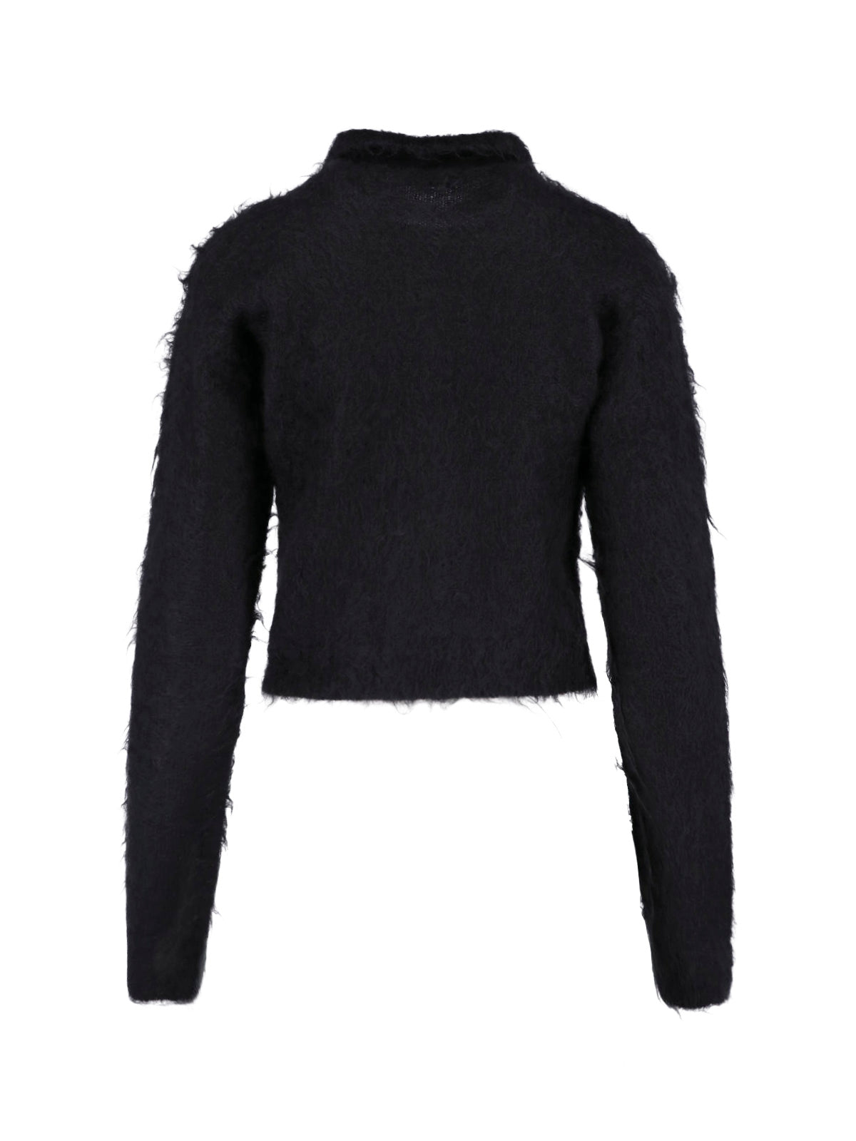 Pink Cropped Fuzzy Knit Classic Sweater