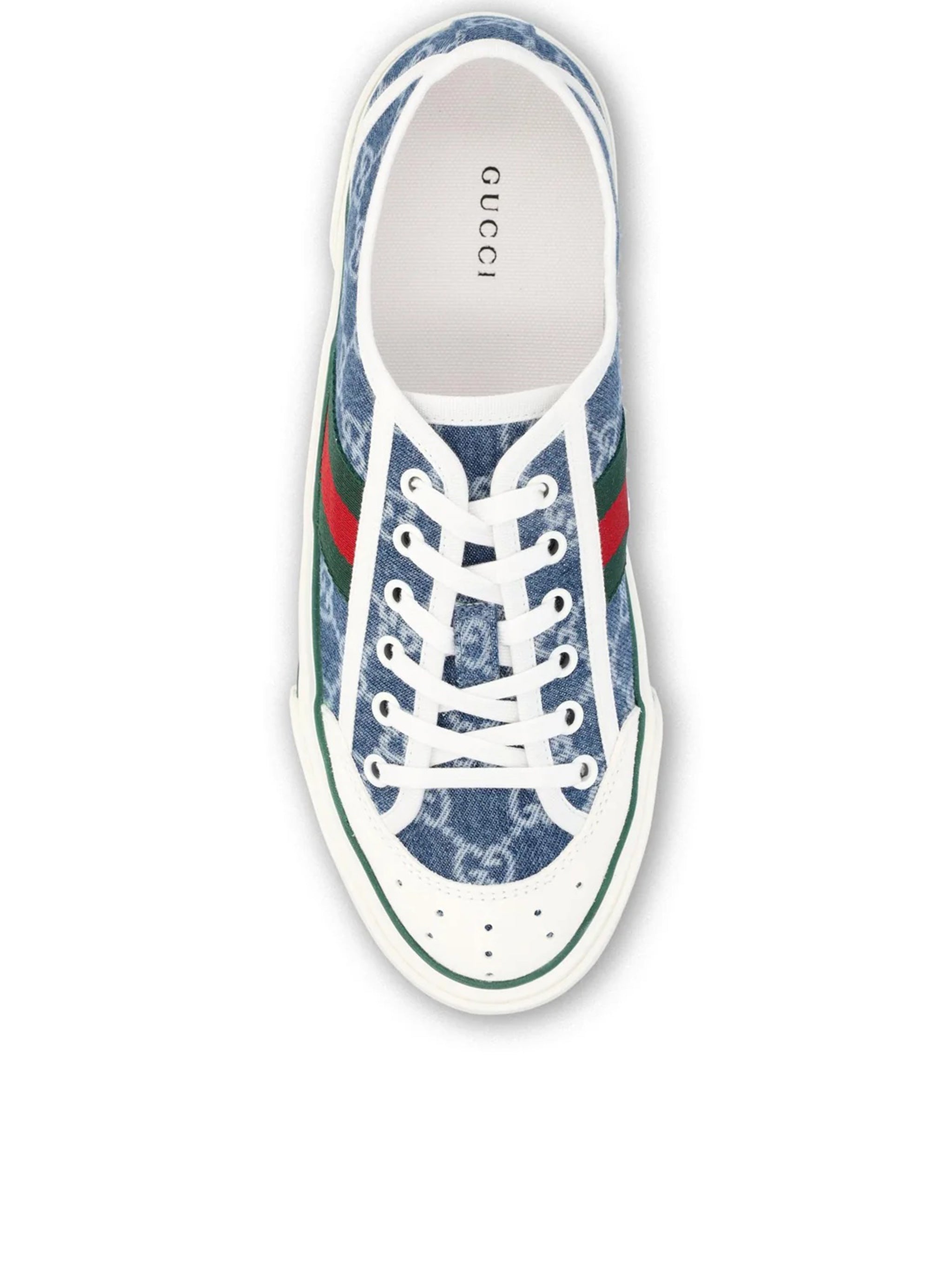 Blue Tennis Denim Monogram Stripe Sneakers