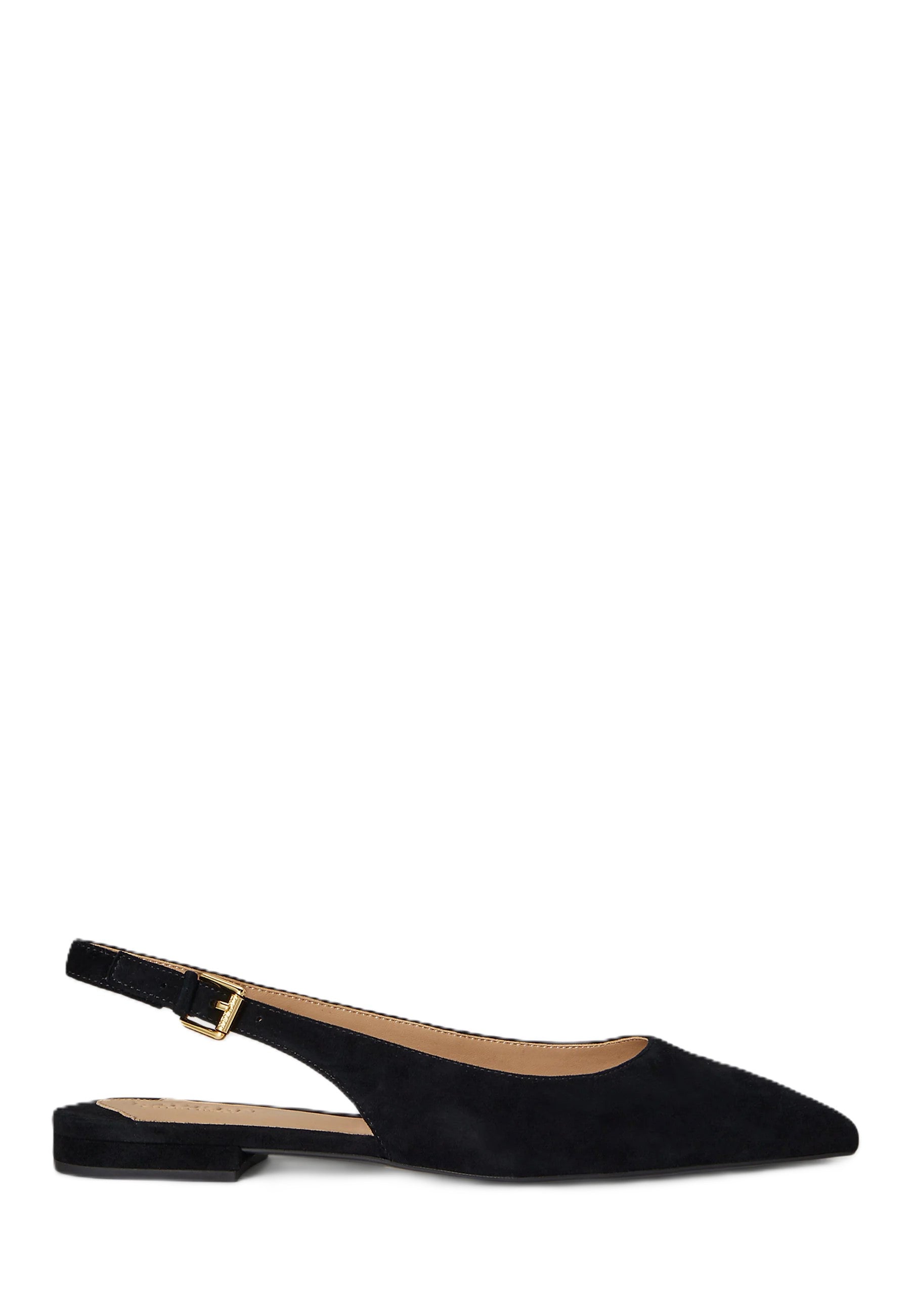 Black Suede Slingback Ballerina Flats