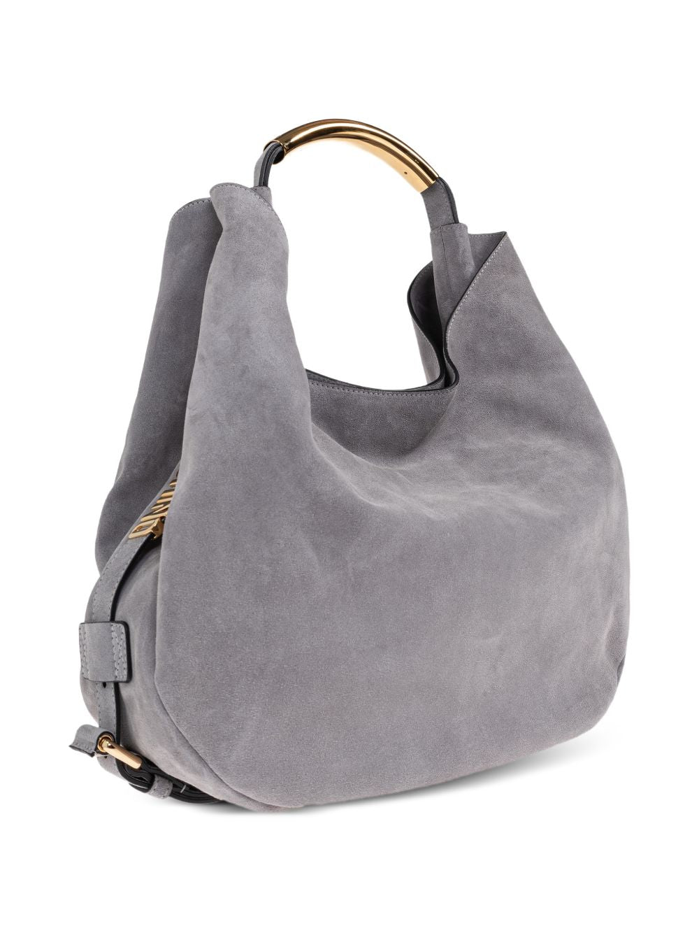 Curved Gold-tone Metal Handle Soft-Structured Bag
