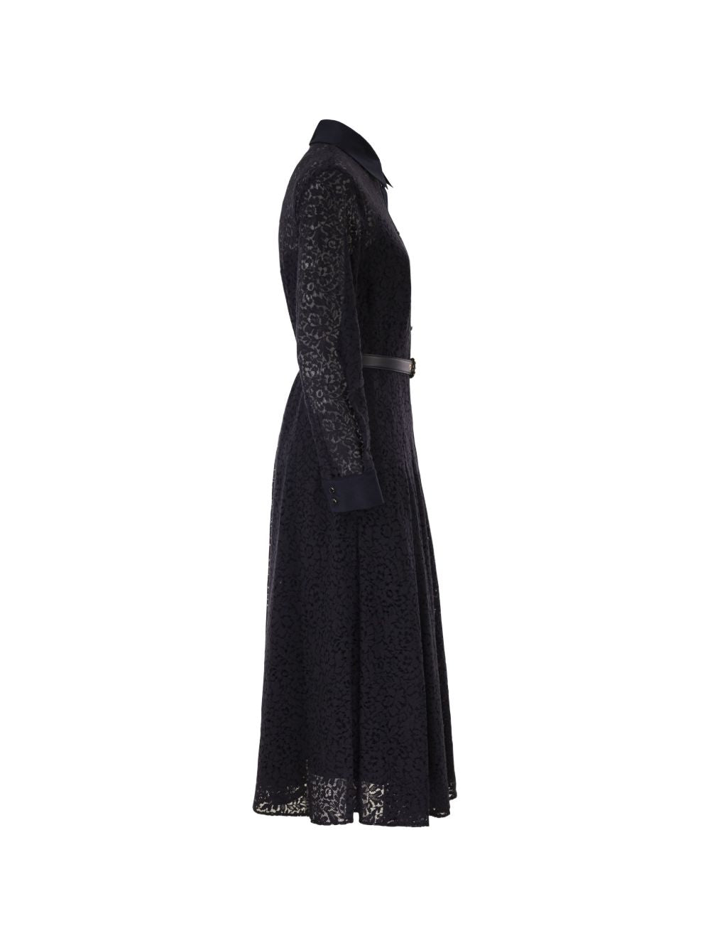 Calf-Length Silk Crepe de Chine Dress