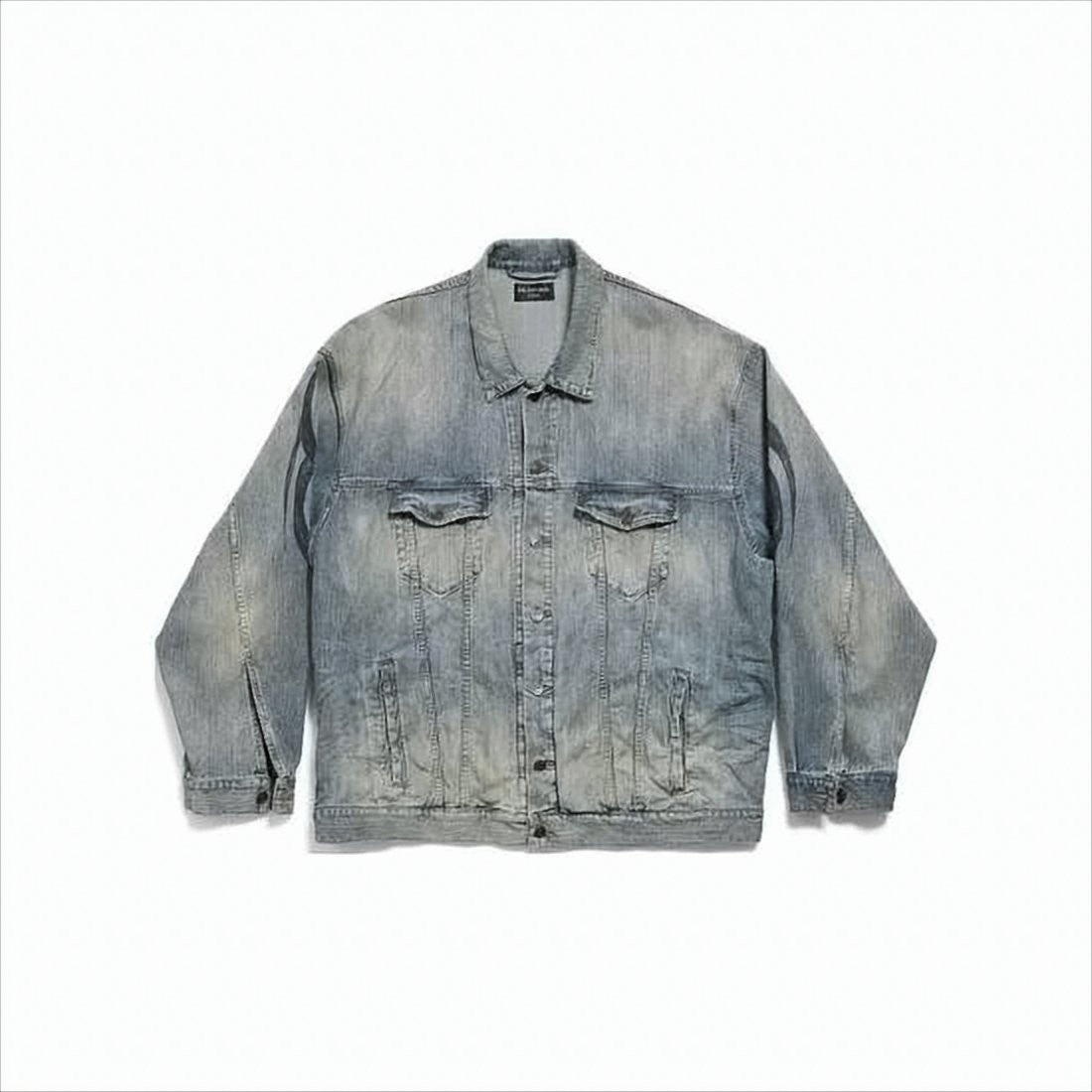 Vintage Wash Denim Jacket with Classic Collar