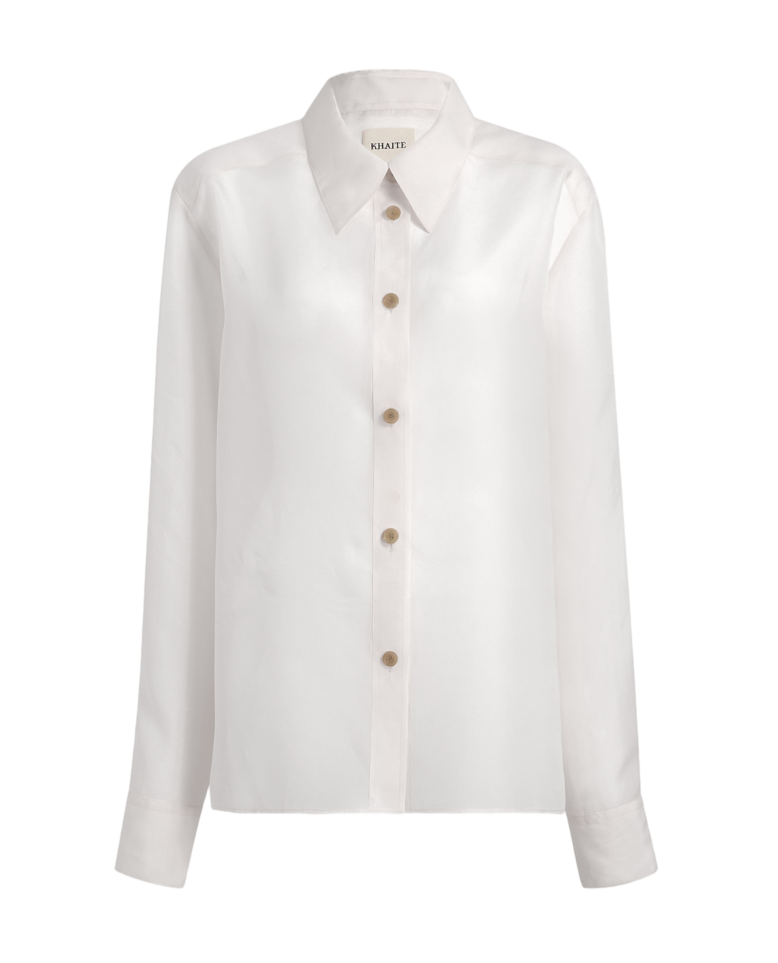Translucent Organza Shirt with Pointed Collar