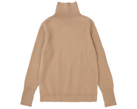 Ribbed Knit Turtleneck Sweater in Pure Merino Wool