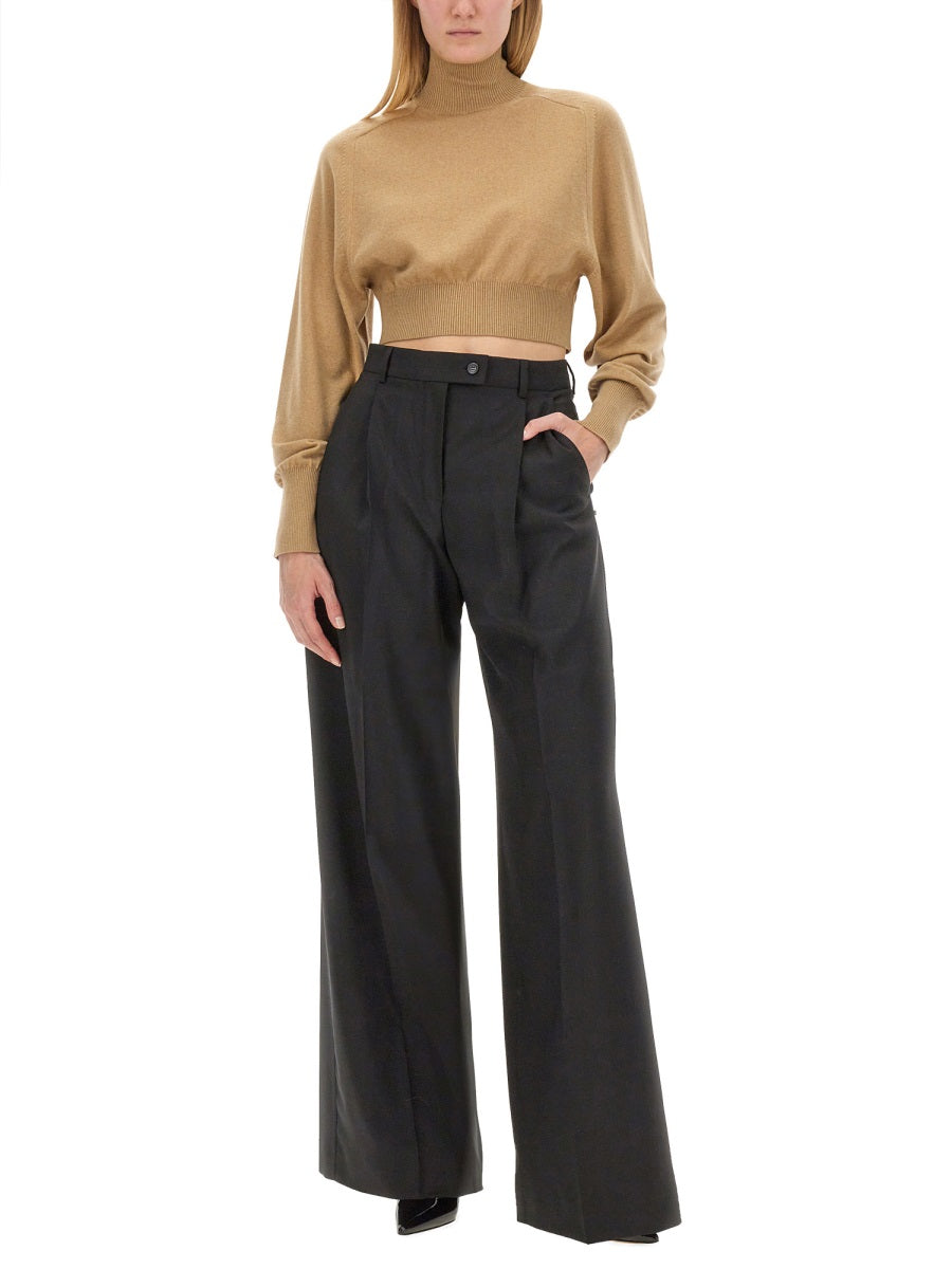 Wide-Leg Tailored Pants With High Waist