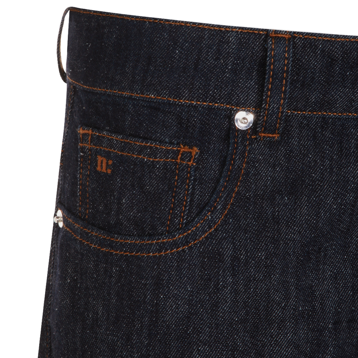 Straight-Leg Denim Jeans With High Waist