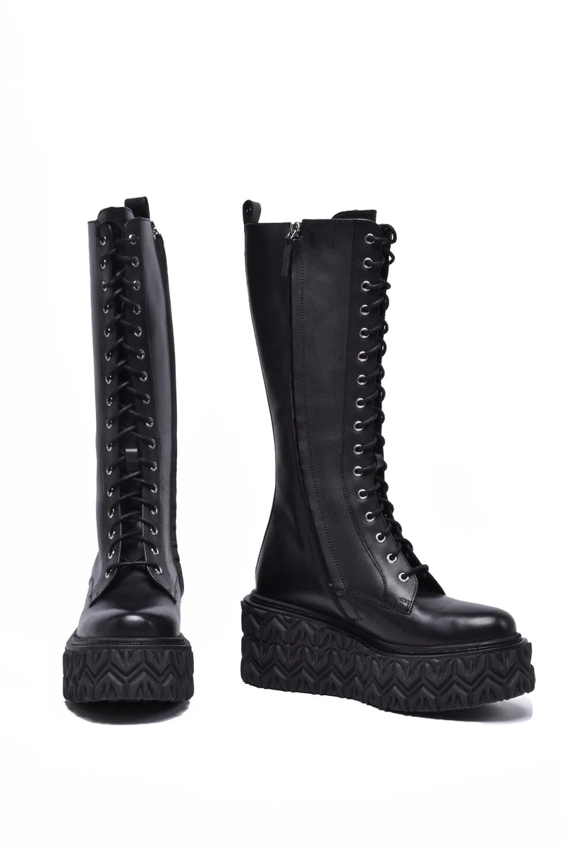 Platform Boot 7cm Heel - Black